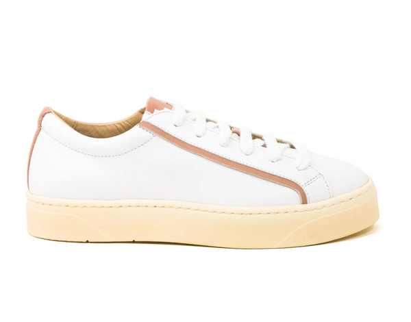 Sylven Mel Vegan Apple Leather Sneakers in White/Rose