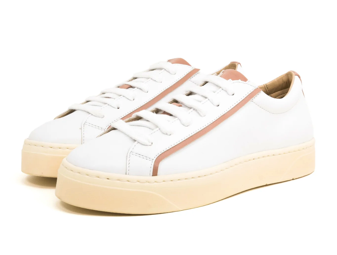 Sylven Mel Vegan Apple Leather Sneakers in White/Rose