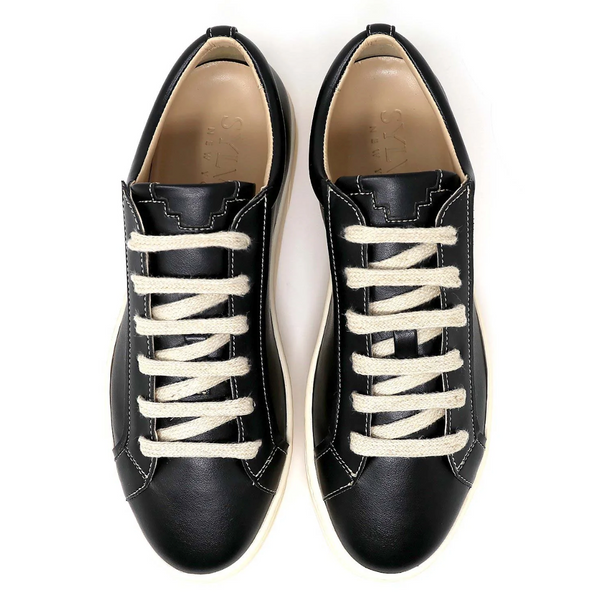 Sylven MEL Vegan Apple Leather Sneakers in Black/Oat